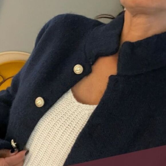 ADRIENNE VITTADINI  KNITTED WOOL BLEND FUNNEL NECK CARDI COAT - Picture 2 of 6